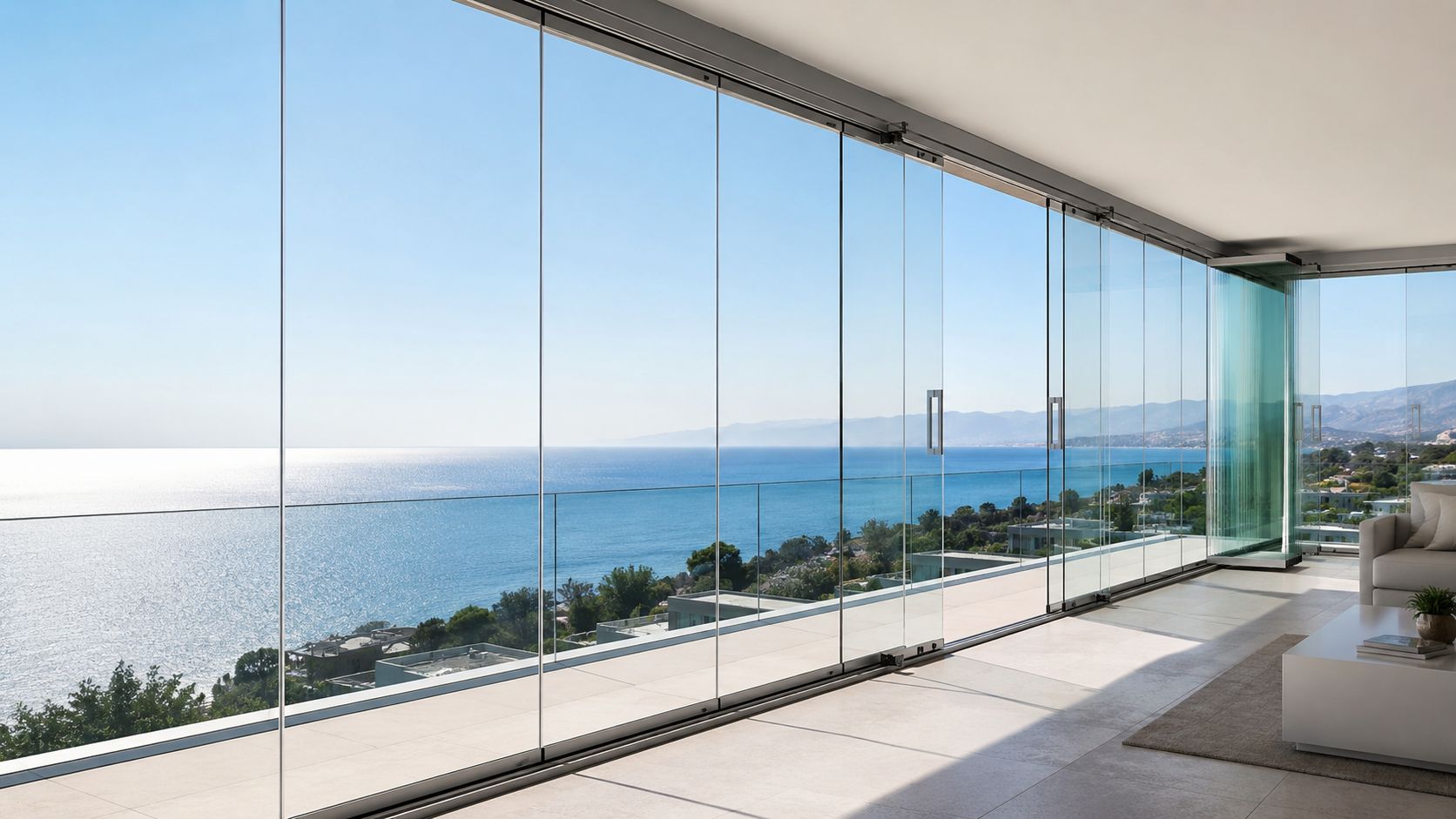 Vetrata panoramica VEPA installata da VETRO DESIGN ITALIA